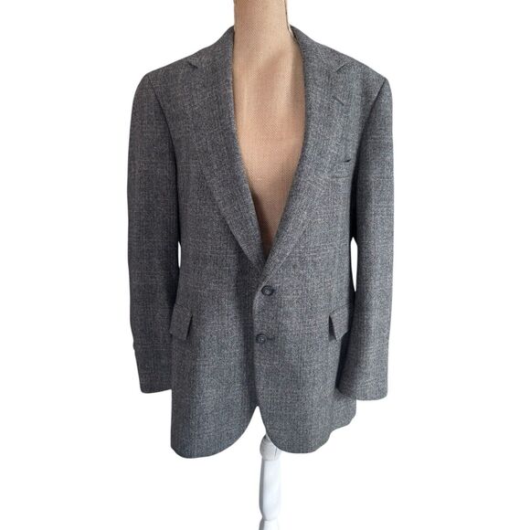 Strathmore Chevron Wool Sport Coat Gray Jacket‎ Blazer Men’s 46 R Vintage - Picture 1 of 13
